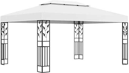 ARKEM Gazebo con Tetto Doppio 3x4 m Bianco,Gazebo Pergola con Telo Impermeabile Richiudibile E Struttura Rettangolare in Acciaio Inossidabile Ad Alta Densità, per Arredo Giardino, Terrazzo e attività