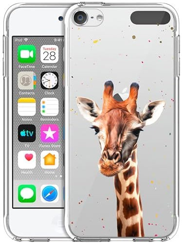GlamCase Schutzhülle für iPod Touch 7. / 6. / 5. Generation, transparent, Aquarell-Giraffenmuster, schlanke Passform, flexibel, transparent, stoßfest, Designer-Schutzhülle für iPod Touch 7/6/5