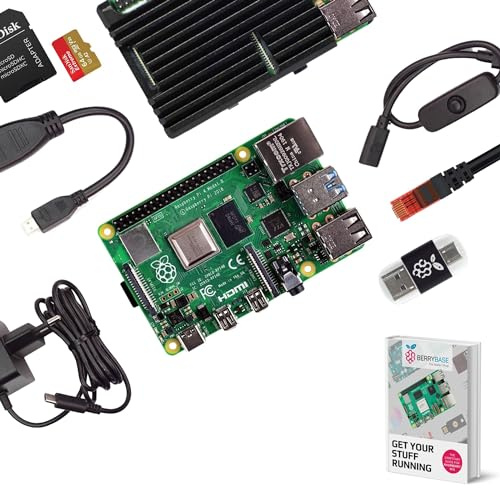 Raspberry Pi 4 Modell B Advanced Kit 4GB RAM, Quad-Core 1,5GHz, Dual 4K HDMI, WLAN 5GHz, Bluetooth 5.0, Gigabit Ethernet, USB 3.0, Komplettset mit Gehäuse, Netzteil, 64GB microSD Speicherkarte