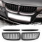 AggAuto Glänzend Schwarz Kühlergrill, Front Nieren 6-Doppelstab, Frontscheinwerfer Augenbrauen Fit für BMW Serie 3, E90/E91, 2005-2008