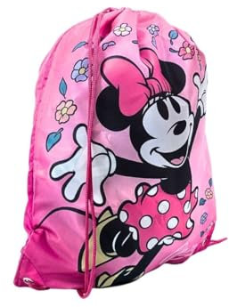 mybagstory - Bolsa de piscina para niña Minnie Mouse, color rosa para niños, escuela y guardería, talla 42 cm, correas ajustables, cuerda para regalo, bolsa de deporte