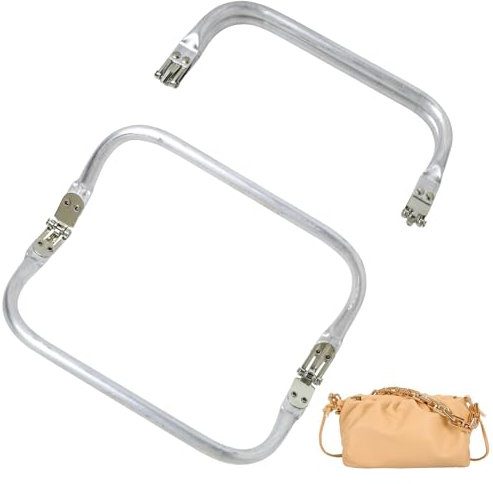 Wonvify Cadre en Métal de Sac à Main, 2 Paires Poignées Cadre Main en Aluminium, DIY Serrures Fermoir Baiser Poignées Porte Monnaie, Interne Fermoir Tube Cadre Métallique Bricolage, 200 * 90mm