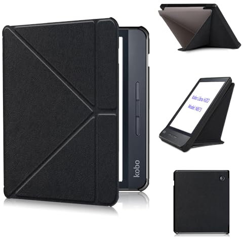 Huanghua Coque de protection pour liseuse Kobo Libra H2O compatible avec Kobo Libra H2O modèle N873, coque de protection automatique mise en veille et réveil (noir)
