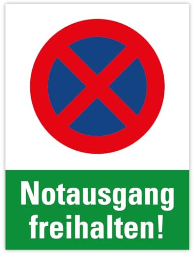 Aufkleber Kombi Verbot „Parken verboten – Notausgang freihalten!“ Hinweis Symbol Folie selbstklebend | Größe wählbar Made in Germany, Größen Name: 30 x 40 cm