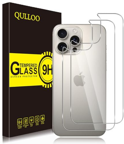 QULLOO 2 Stück Rückseite Schutzfolie für iPhone 16 Pro Max, 9H Härte Anti-Kratzen Zurück Glasfolie Hinten Schutzglas HD Klar Rückseite Folie