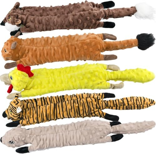 SHARLOVY Lot de 5 Jouets couineurs en Peluche à Bulles pour Chiot - sans Rembourrage - pour Chiens de Grande et Moyenne Race
