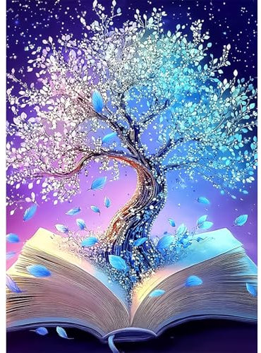 AIRDEA Baum des Lebens Diamond Painting Erwachsene, DIY 5D Buch Diamant Painting Bilder, Bastelset Erwachsene Frauen als Haus Wanddeko 30x40 cm