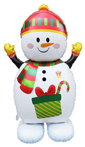 DazzJoy Weihnachten Schneemann Folienballon Stehender, XXL Luftballon Schneemann Deko Stehend Helium Ballon, Weihnachtsdeko Luftballons Kinder, Weihnachtsballons Stehender für Weihnachten Outdoor Deko