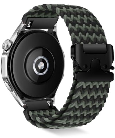 RoYiio Cinturino 22mm Nylon per Xiaomi Watch S4 Cinturino Redmi Watch 5 Active/Lite Comodo Traspirante Ricambio Cinturini per Huawei GT 5 Pro 46mm /Garmin Venu 3 /Forerunner 265 - Verde Nero