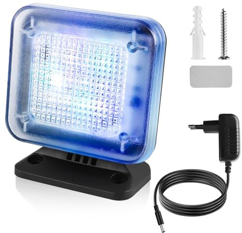 Asfrode TV Simulator, 12 LEDs Dummy TV Fernsehsimulator 3 wählbaren Programmen Energieeffizient Fernseh-Atrappe mit Zeitschaltuhr Komplett Netzadapter für Einbruchschutz