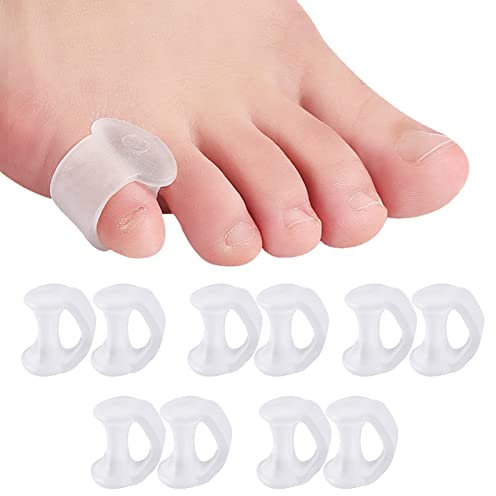 10pcs Toe Separators for Overlapping Toes, Gel Toe Separators, Silicone Pinky Toe Spacers, Little Bent Toe Cushions for Relieve Pressure & Preventing Rubbing, Soft and Gentle Bunion Correctors