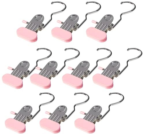Anti-Rust Clip Space-Saving Clothespin Hat Pants Storage Hanging Travel Hook, Stainless Steel Hanging Clips Hook Clothes Pins For Laundry, Hanger Clips Towel Clips For Hanging Hats Socks