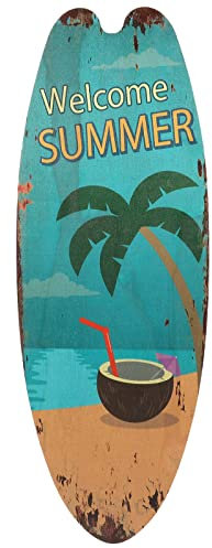 Awleynz Sommer Surfboard Deko, 45,5 cm, Wanddekor aus Holz mit Surfbrettern, Wanddekor für den Außenbereich, Pool-Dekorationen für Wände am Meer, tropische Bars, Heimparty-Dekor(Color 1)