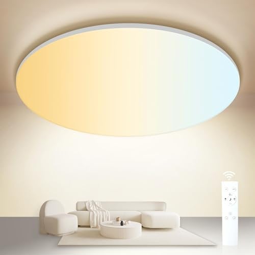 ONDTA LED Deckenleuchte Dimmbar 45W, 2700K-6500K Deckenlampe mit Fernbedienung, IP54 Rund Badezimmer Lampe, 5300LM Memory-funktion LED Panel für Wohnzimmer Schlafzimmer Küche Badezimmer, Ø45cm