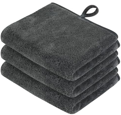 VIVOTE Juego de toallas, toallas súper suaves y absorbentes, toallas de microfibra para cocina y baño, toallas de mano secas, 30 x 50 cm, color gris oscuro, gris oscuro