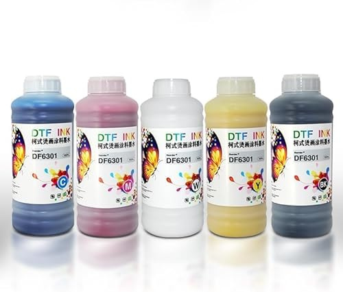 DTF Tinte für A3/A4 DTF Drucker, DTF Drucker Tinte, KCMYWW,6 Flaschen Set,500ml pro Flasche für L1800/TX800/R1390/XP600 Druckköpfe(DTF Tinte)