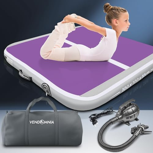 VENDOMNIA Airtrack Matte, 10/20cm hohe aufblasbare Gymnastikmatte in Länge 1/2/3/4/5/6/7/8 m, mit elektrischer Pumpe & Tasche, Tumbling Matte, Turnmatte, Trainingsmatte, Fitnessmatte, Sportmatte,Yoga