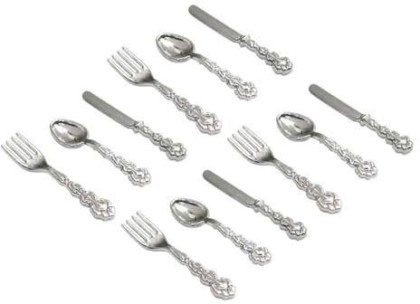 YARNOW 4juegos Mini Vajilla Occidental Tenedores Cucharas y para Decoración De Vajilla Miniatura Cubiertos para De De Mesa De Escritorio y Decoración del Hogar