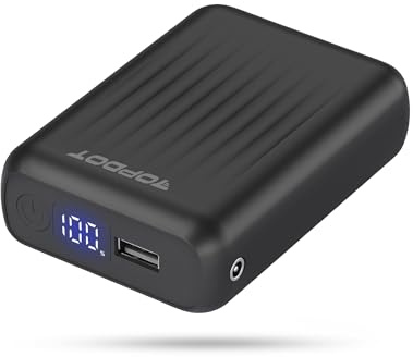 Topdot Batterie externe 18400 mAh pour vestes chauffantes, gilet chauffant avec ports de sortie CC et USB, batterie 7,4 V/5 V 18400 mAh avec écran LED pour gilet chauffant, vestes et sweats à capuche