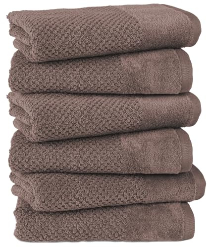 Pure Label Handtuch 50x100cm 6er-Pack aus 100% Baumwolle - Dunkelbraun | Waschbar bis 60°C, trocknergeeignet - weich & saugstark