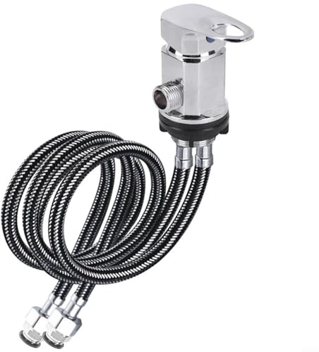 Fauhapyway Wasserhahn-Duschkopf, Wohnmobil-Mischventil, 80 cm, Push-in-Endrohr, G1/2-Auslass, Zinklegierung, Wohnwagen, Camper, Wassersteuerungssystem, kein Mikroschalter (schwarz)