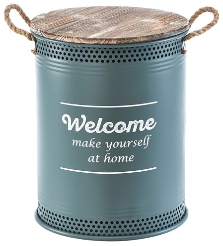 Kobolo Wäschebehälter Wäschesammler WELCOME Gr. L Metall 40x40x52 cm grau