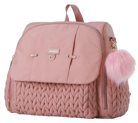 LUKJOJO Leila Wickelrucksack mit verstellbaren Schultergurten, Kinderwagen-Clips und Wickelauflage – Modebewusste & wasserdichte Wickeltasche(Staubrosa)