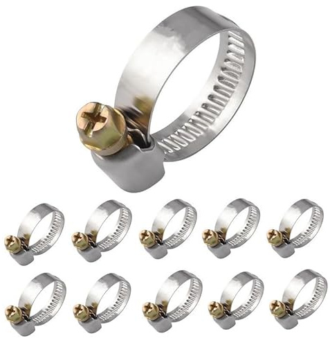 10 Stück Schlauchschellen Edelstahl 10-16mm - Profi-Qualität, Ideal für Waschmaschine, Garten & Pool - Von HSYTEK