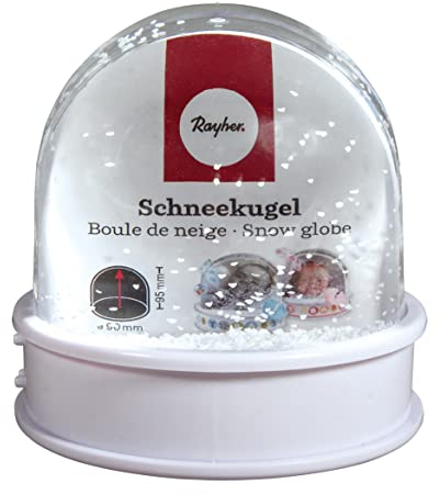 Rayher 5615600 boule à neige personnalisable, ø 90mm, h 95 mm dim. photo 70x63mm, Bleu