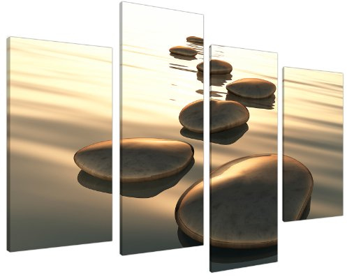 Extra Large Sepia Brown Canvas Wall Art Pictures 130cm XL Zen Spa 4046