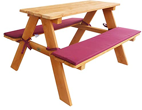 HABAU Kinderpicknickbank mit Polsterauflage, 89 x 79 x 50 cm, Braun