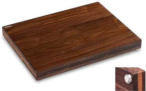 Schneidboard Nussbaum Premium - Design Schneidebrett Aus Holz - Made In Germany - 53x40x6 cm - Mit 2 Gratis Schneidauflagen