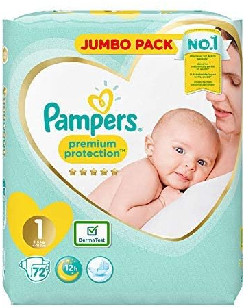 Pampers Größe 1 New Baby Jumbo-Box Windeln – 72 Stück Windeln