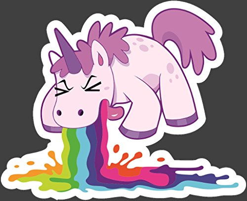 Einhorn kotzend Aufkleber 8x10cm von Finest-Folia Unicorn Tasse T Shirt Hausshuhe Kostüm (R035)