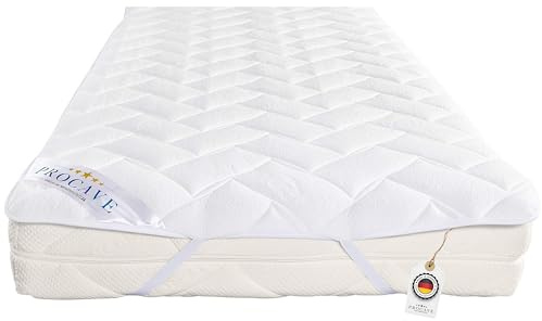 PROCAVE Matratzenauflage AloeVera versteppt, Matratzenschoner mit 4-Eckgummis, Matratzen-Spannauflage 100% aus Deutschland, Matratzenschutz in 100x200 cm