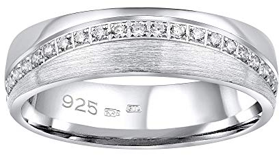 SILVEGO Damen Ehering Silber 925 mit Zirkonia GLAMIS