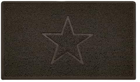 Nicoman Star Shape Embossed Entrance Door Mat Non Slip Dirt Trapper PVC Spaghetti Mat with Rubber Base, Jet Washable Quick Drying Doormat Drainage Outdoor Use Only - (Medium, Brown, 75 x 44cm)