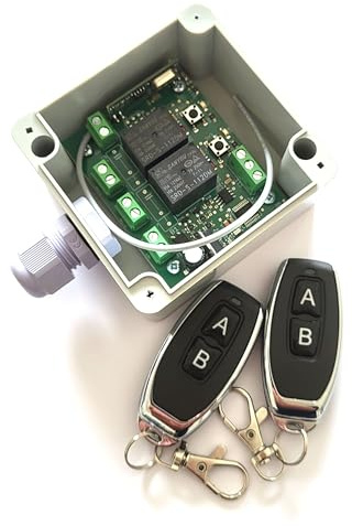 Funk Empfänger mini 433MHz Keeloq 12V universal programmierbar mit 2 Kanal ADK-23 (mit 2x Handsendern)