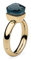 Qudo Firenze Edelstahl gold Ring mit london blue Stein (blau türkis) (54 (17.2))