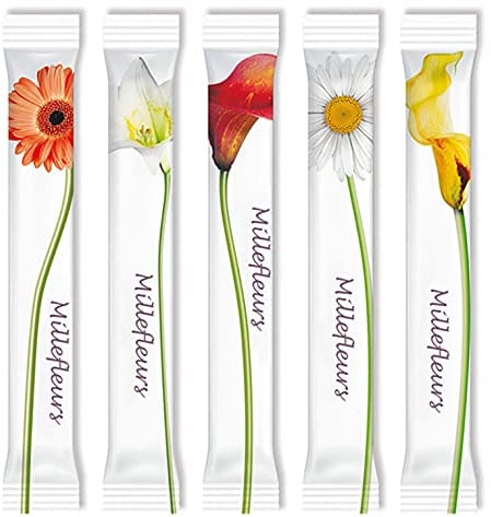 Zuckersticks Millefleurs 1000 x 4g Feinzucker | Nachhaltige Verpackung | Natürlich nachhaltiger Markenzucker aus deutschem Zuckerrübenanbau