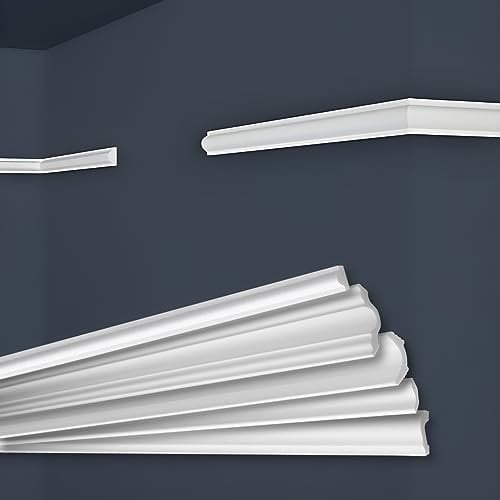 MARBET DESIGN Stuckleisten XPS Styropor weiß - Wandleisten Stuck Dekorbau Leisten E-Leisten - (580 Meter / 1 Packung E-27)