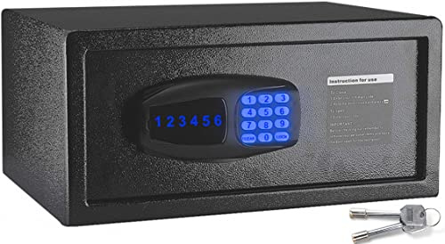 Joosen Safe Box,1 Cubic Feet Money Pistols Document Personal Screct Mini Small Safe Mounting On Floor Wall Of Home Office Hotel,Digital Electric Safety Box With Keypad Override Keys