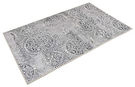 Wecon Home Badteppich, Badematte, rutschfest und Waschbar, Vintage, Louis (70 x 120 cm, grau)