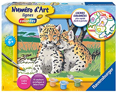 Ravensburger – Numéro d’Art Moyen Format – Petits léopards – Loisir créatif – Kit de Peinture par numéros – Activité détente et créative – Dès 9 Ans – 29047 – Version française