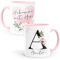 SpecialMe® Kaffee-Tasse mit Name und Spruch mit Herz Initiale Monogramm Dankeschön personalisierte Geschenke Hebamme rosa Keramik-Tasse
