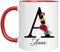 Naispanda Tasse Personnalisé de nom avec Motif Fleurs Votre Première Lettre et à Café Anniversaire Personnalisée Imprimée des Deux Côtés Cadeau Personnalisable Mug pour Femme