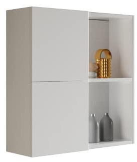 Mama Store Atena Hängeschrank mit 2 Türen, mit Fächern, weiß, glänzend, lackiert, L 71 x B 22 x H 71 cm