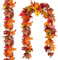 2 Stück Künstliche Ahornblatt Girlanden, 360cm Herbstdeko Herbst Deko Dekoration Innen Outdoor Autumn Decor Halloween Decor Halloweendeko mit Haken, Thanksgiving Dinner Party Kamin