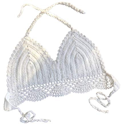 VALICLUD Häkeln Bikini Top- Womens Boho Strickschnitzer Neckholder Tanter Top Strand Cover up Badeanzug für Frauen