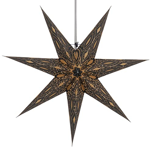 GURU SHOP Faltbarer Advents Leucht Papierstern, Weihnachtsstern 60 cm - Luminea Black, Papiersterne 60 cm